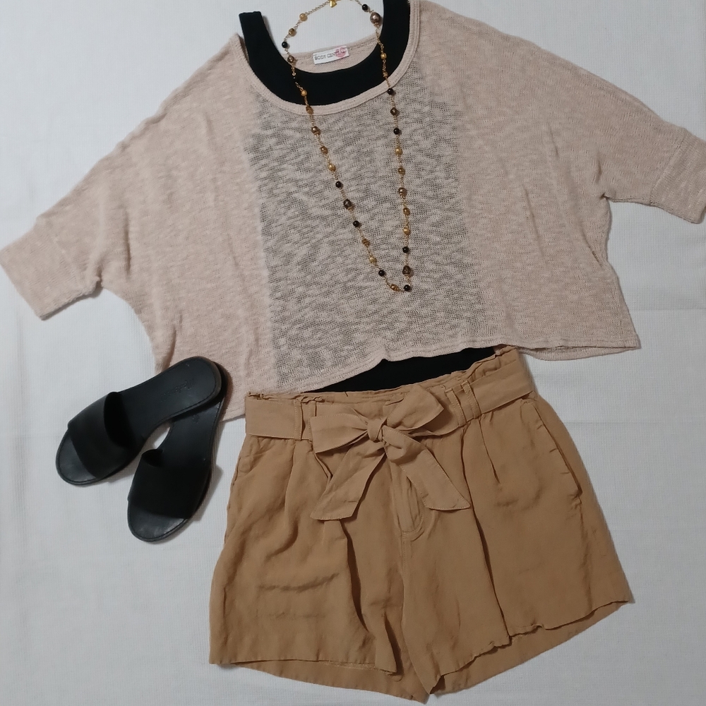 Taupe bat-wing crop sweater